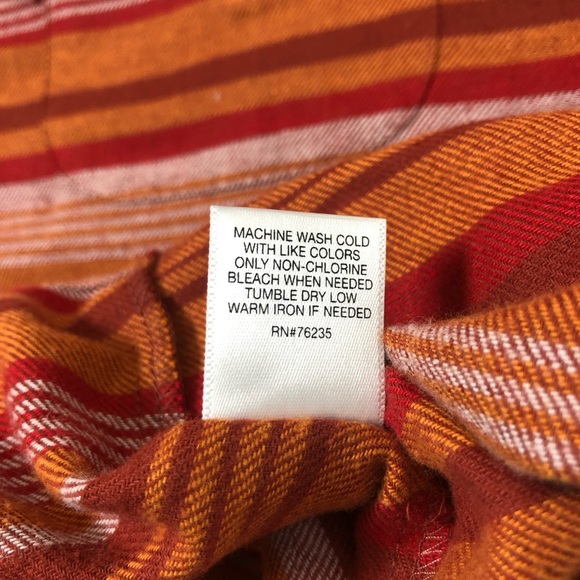 Tackle & Tides Cotton Orange Red Stripes Long Sleeve Mens Button Down Shirt L - Picture 9 of 14